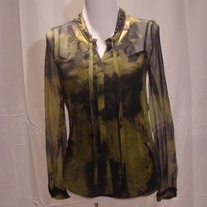 Elie Tahari Inlaid Lace Watercolor Blouse!