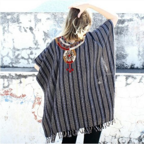 Ketzali Boho Tijonel Poncho Ruana w/Embroidery - Picture 2 of 3