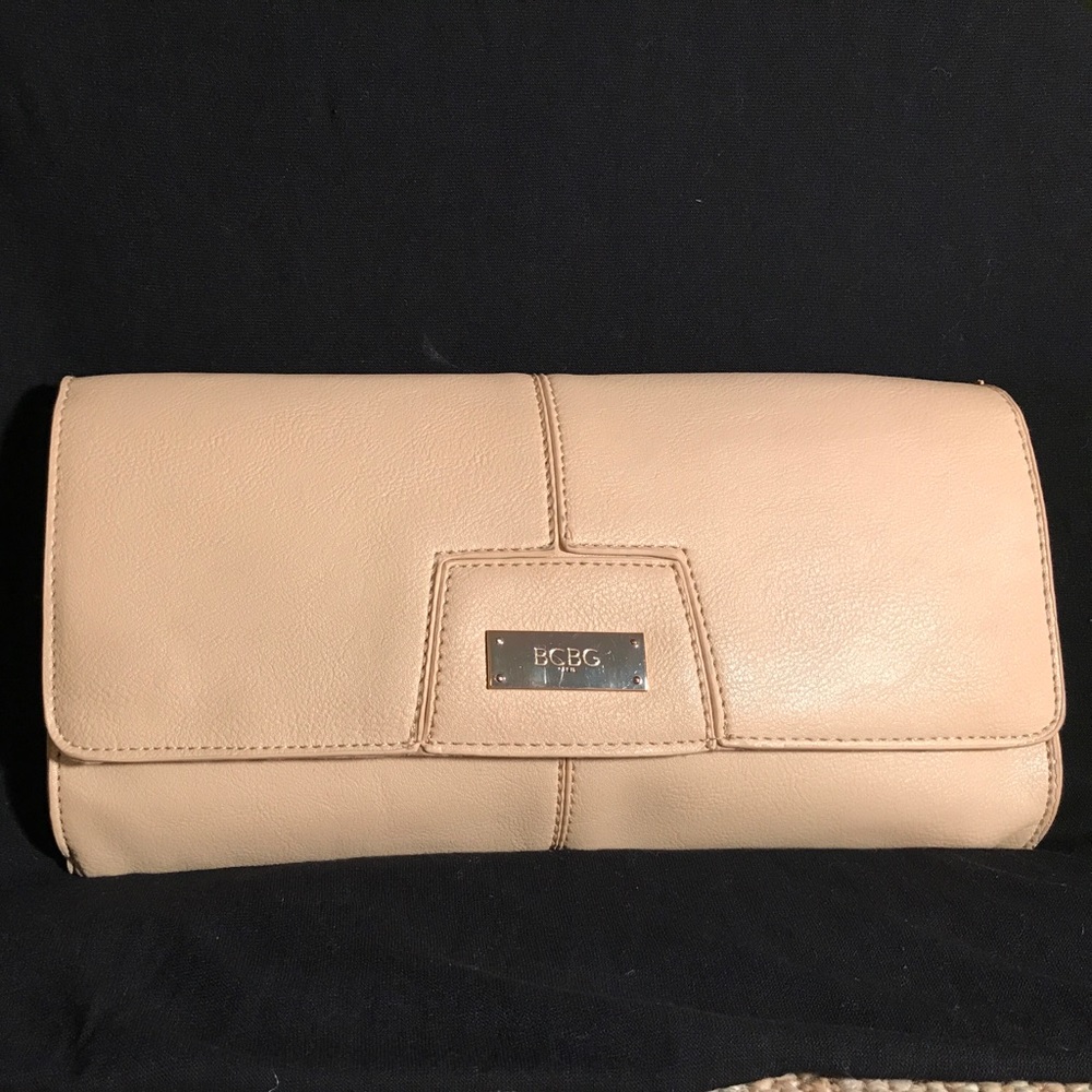 BCBG Tan Faux Leather Clutch