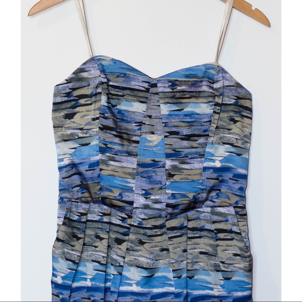 2000s BCBG water color strapless dress