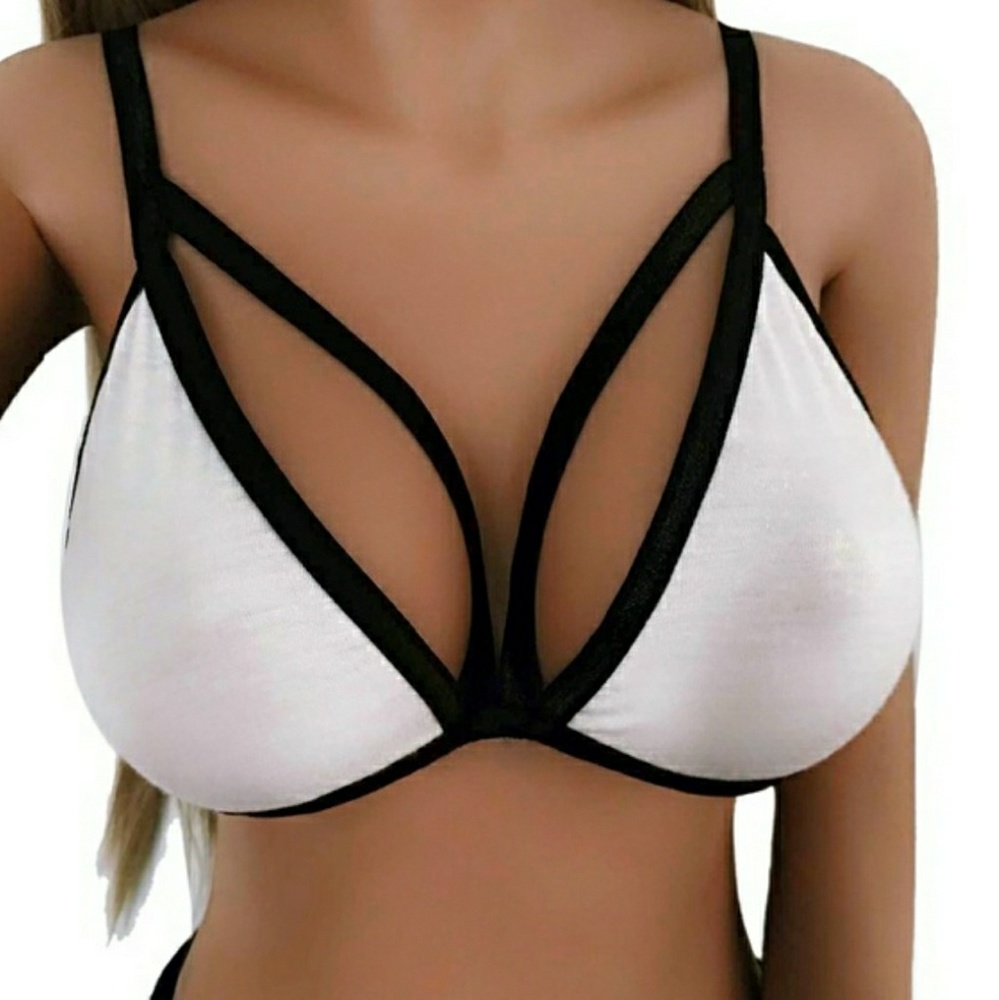 White and Black Unpadded Bralette