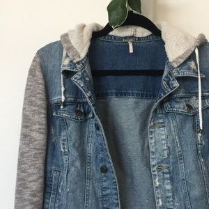 Free People denim/knit hoodie