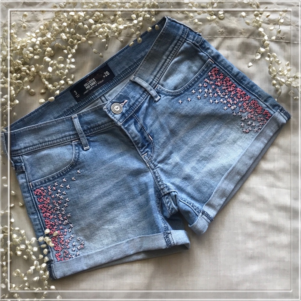 HOLLISTER Denim Jean shorts w/ pink Abercrombie