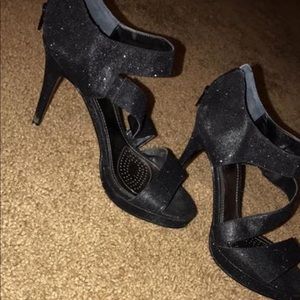 Black sparkly high heels