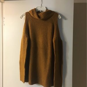 Cowl neck cold shoulder sweater