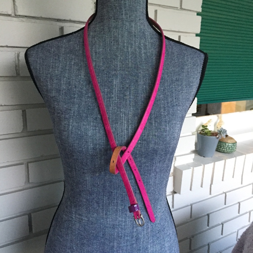 LOFT faux fur pink belt