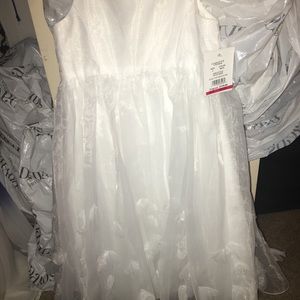 David's Bridal white flower girl dress