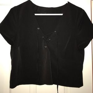 Black lace up crop top