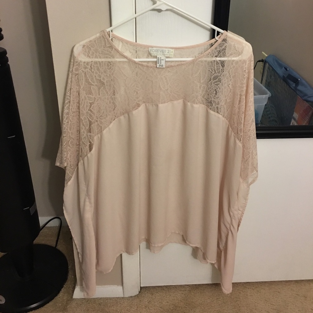 Forever 21+ Blush Sheer Lace Blouse