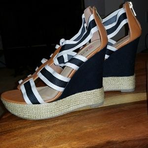 Black and White Wedge Sandals