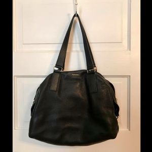 NEW Fossil Large Black Bowling Bag Purse