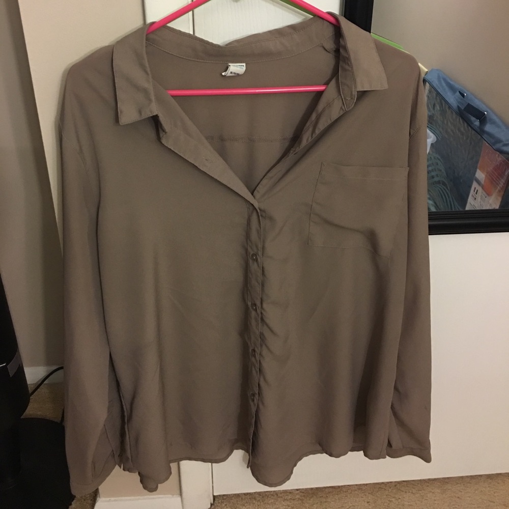Taupe Old Navy Sheer Button Up