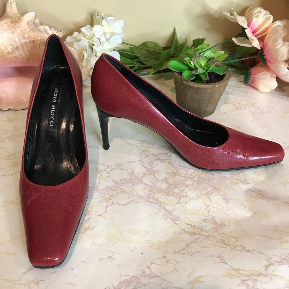 Red Leather Pumps Heels