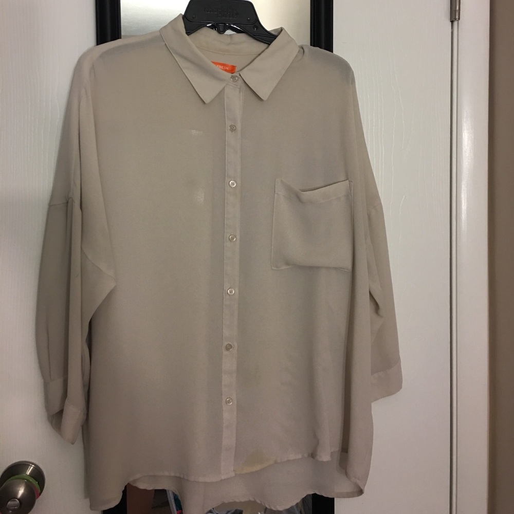 Joe Fresh Cream Sheer Button Up