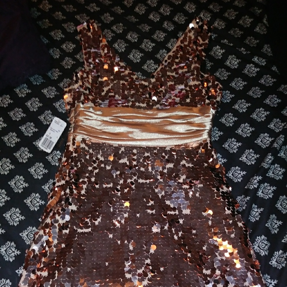 Rose gold sequin dress