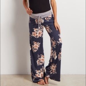 Navy Blue Floral Pajama Pants