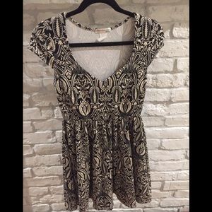 Patterned Flare Mini Dress (Size L)