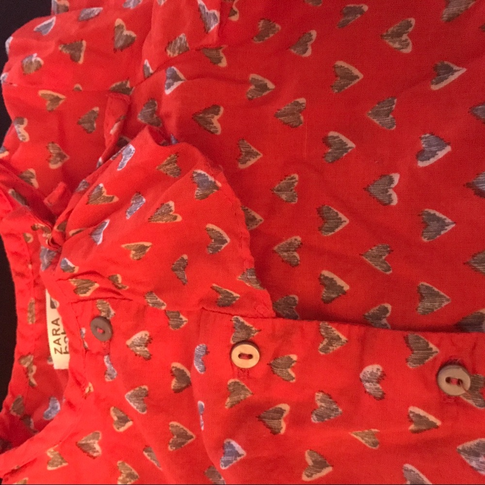 ⭐️Zara Baby 9-12 mo Red/orange linen heart Shirt - Picture 4 of 4