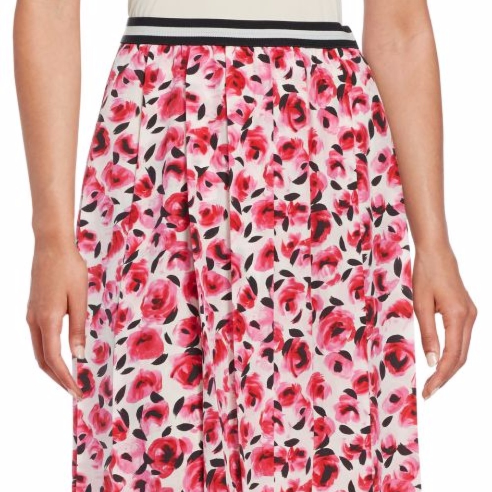 Kate Spade Floral-Print Pleated Skirt, Size 0