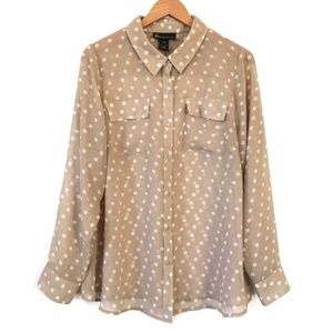 Lane Bryant tan polka dot blouse