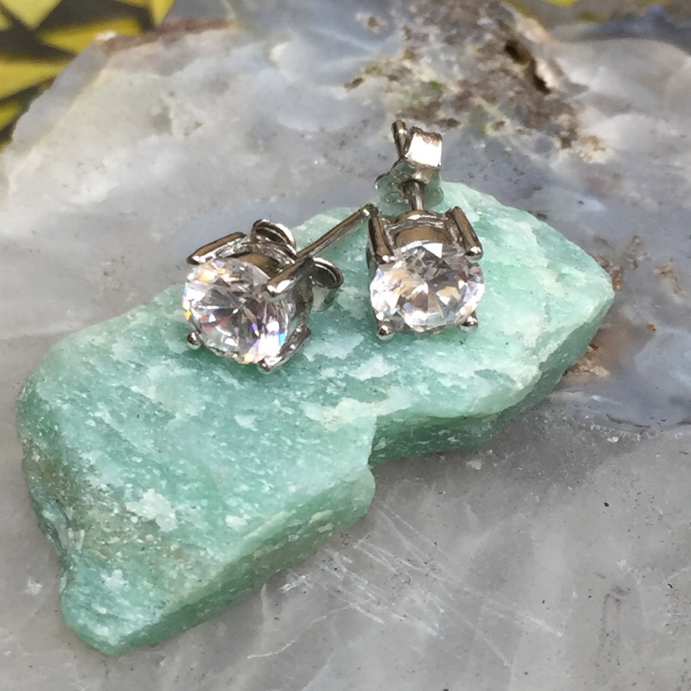 6MM Round CZ Stud Earrings in Sterling Silver