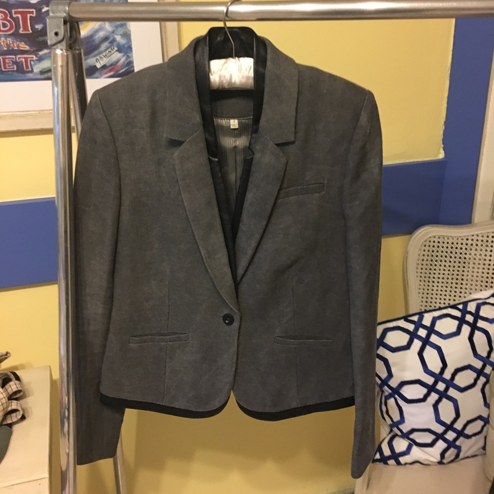 J Brand Zooey Linen Leather Trim Blazer