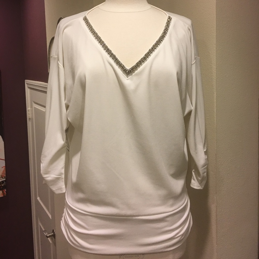 WHBM Jewel Neckline Blouse