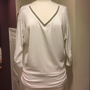 WHBM Jewel Neckline Blouse