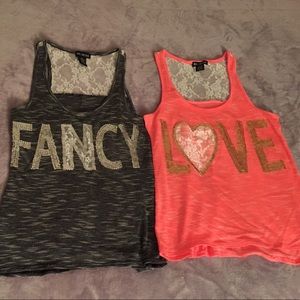 Hot pink & Dark grey Tanks