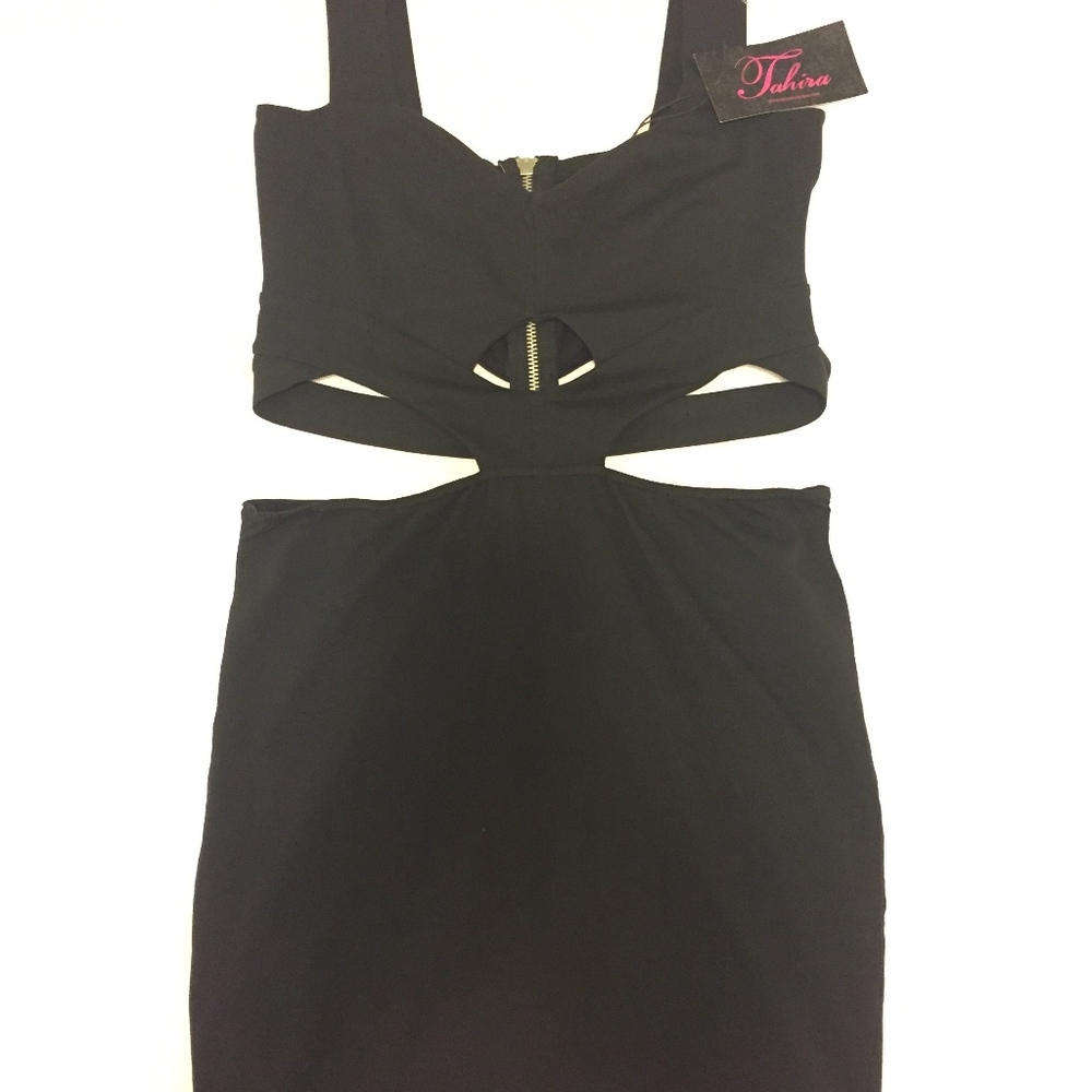 Tahira Black cut-out body con dress