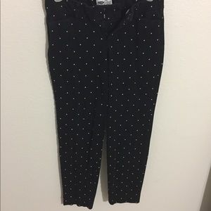 Black Polka Dotted Skinny Cropped Dress Pants