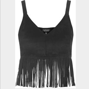 Topshop Suedette Fringe Crop Top Topshop Suedette Fringe Crop Top