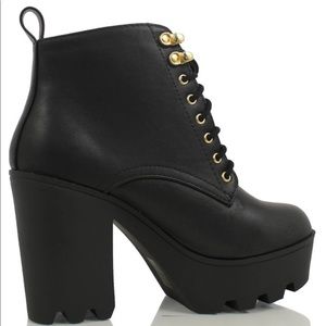Black platform booties