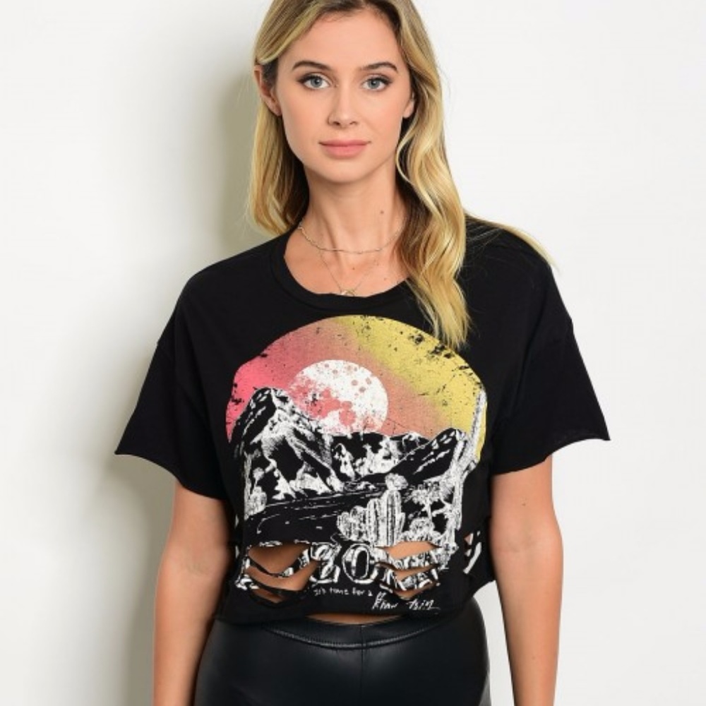 Blazing Hot Distressed Crop Tee
