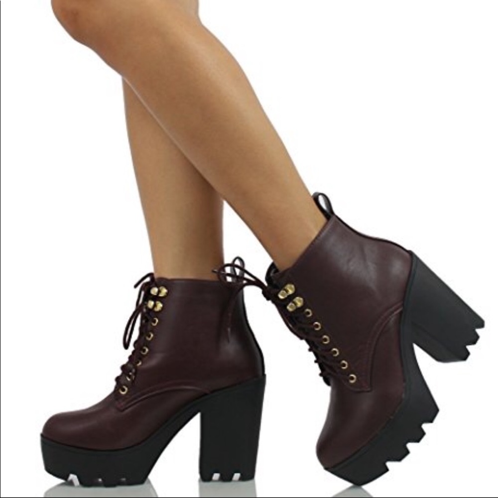 Burgundy Platform booties