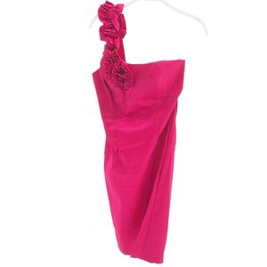 FUCHSIA ONE STRAP DRESS WITH FLOWER DETAIL