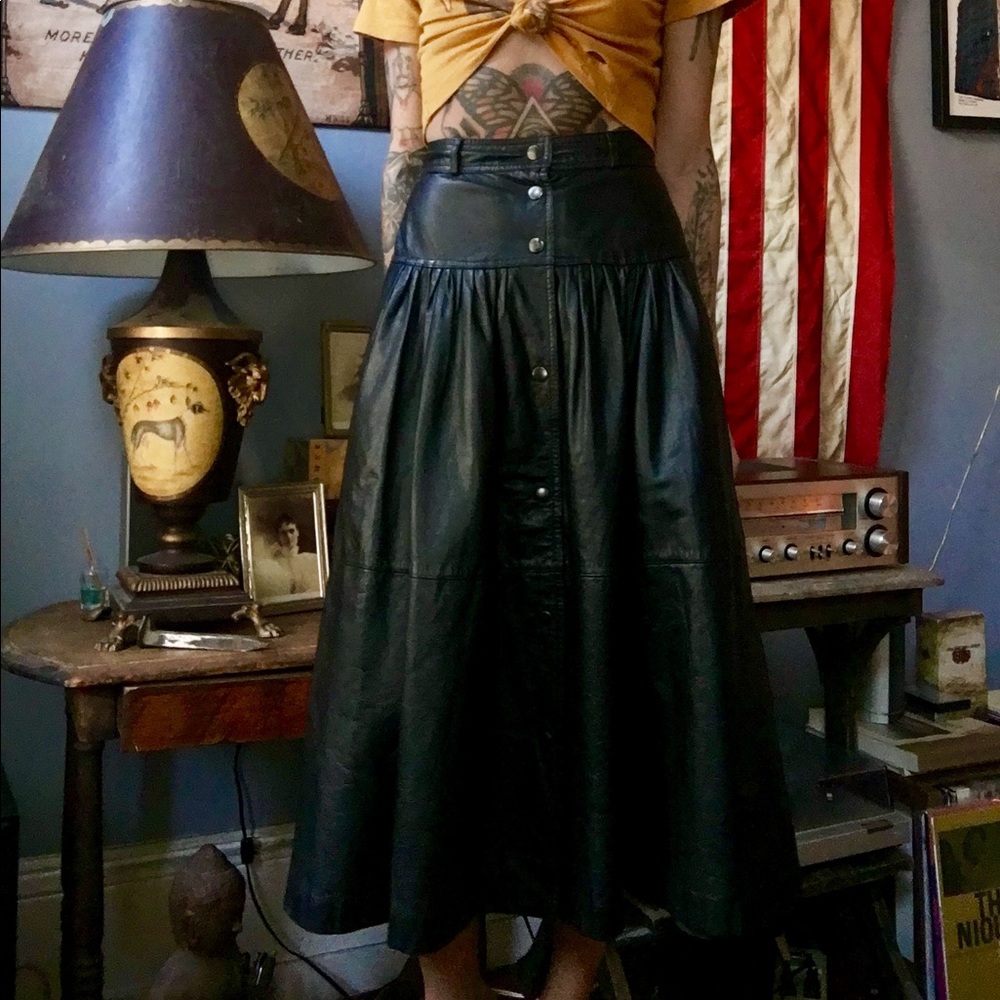 🌟🌟HOST PICK🌟🌟Vintage Genuine Leather Skirt