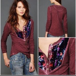 Free People Henley Sequence Burgundy Large