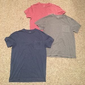 Three Gatment Dyed J Crew pocket Ts