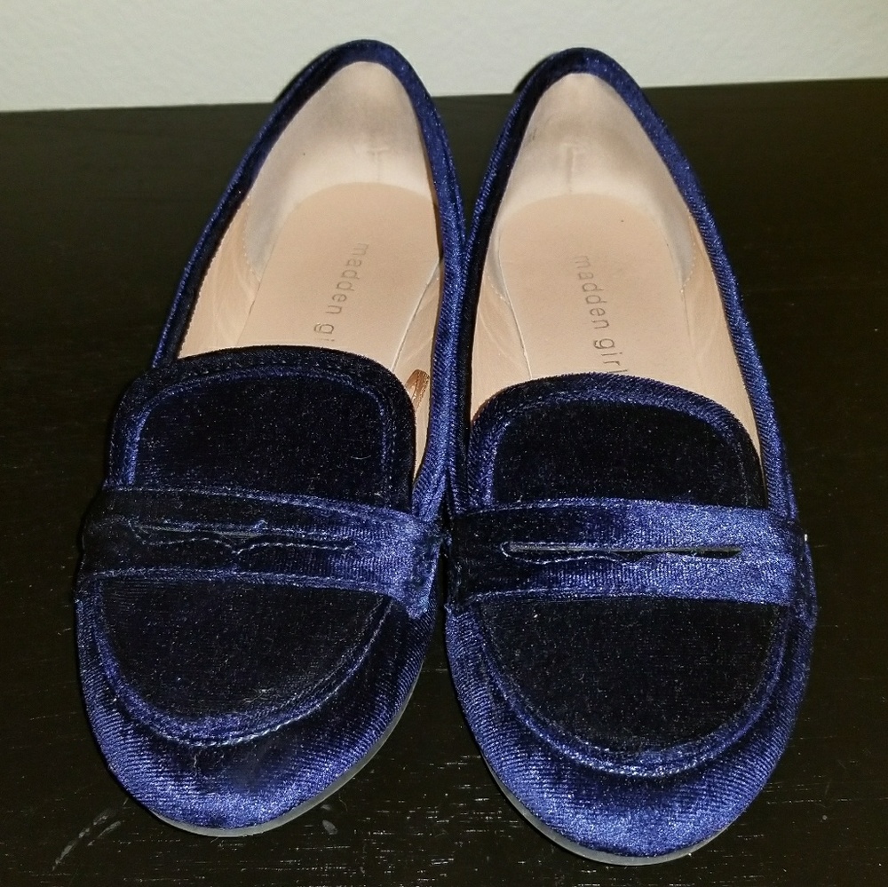 Madden Girl Blue Velvet Loafers
