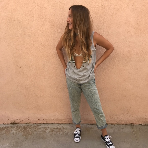 Bossy Cut Out Tank Tee with Grommets - Picture 4 of 6