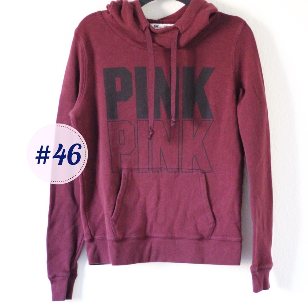 PINK maroon cowl neck pullover hoodie