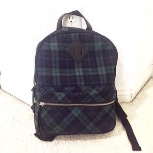 Small green plaid backpack
