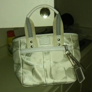 Coach white Optic C small tote