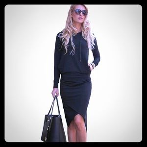Black Two Piece Casual/Styled Hoodie & Skirt