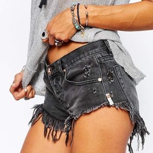 One Teaspoon Grey Bonitas Denim Jean Shorts 26 One Teaspoon Grey Bonitas Denim Jean Shorts 26