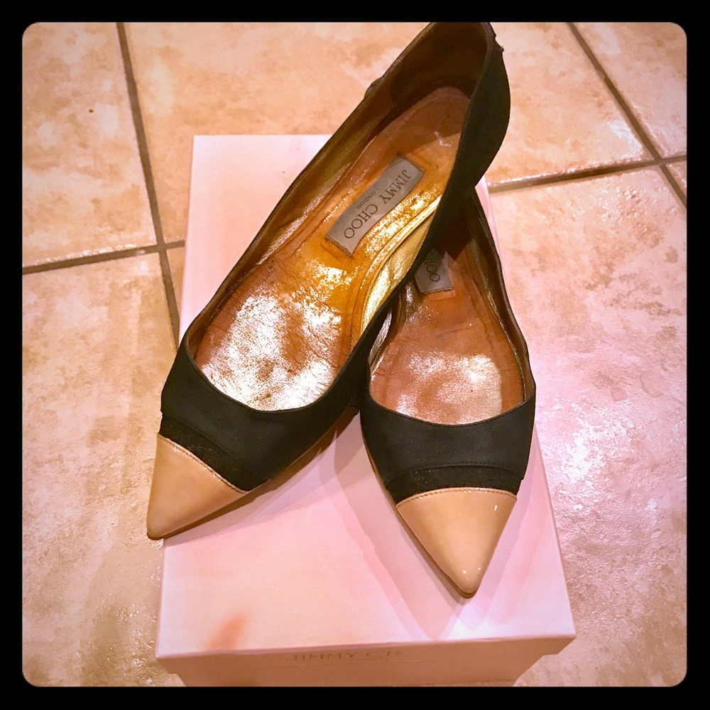 Black and nude suede Jimmy choo Flats