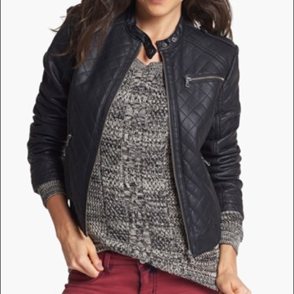 Nordstrom Quilted Faux Leather Bomber Jacket
