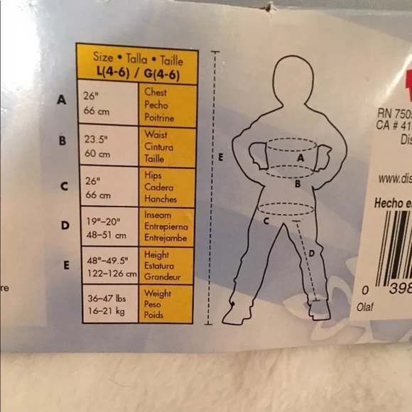 NEW FROZEN OLAF DELUXE TODDLER CUSTOM SIZE L 4-6 - Picture 3 of 4