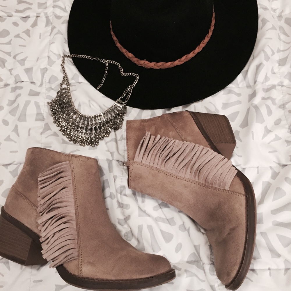 Fringed booties